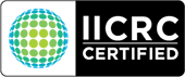 Logo with the words 'IICRC certified' and a circle with dots